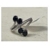 BLACK SAPPHIRE RING IN STERLING SIZE 5