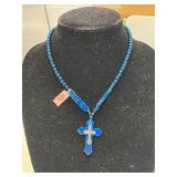 BLUE CROSS PENDANT NECKLACE