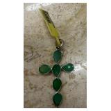 JADE CROSS PENDANT IN STERLING