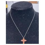 ORANGE SAPPHIRE PENDANT W/ 18' STERLING CHAIN