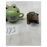 ceramic and wood frog decor lot