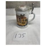 stroh's beer stein with lid
