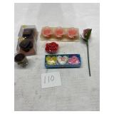 Lot of floating, rose candles & chocolate candles