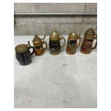 lot of 5 lidded ceramic beer steins