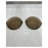 2- Pyrex # 229 Glass Deep Dish 9.5' Scalloped Pie