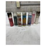 religious devotional prayer candles in glass jars