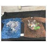 2 large tiger wolf print t shirts