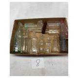 tray lot of embossed medicine bottles