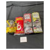 steel wool and rubber gloves