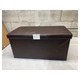 faux leather brown storage ottoman