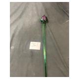 hand blown long stem purple rose