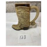 Butch Cassidy Jesse James cowboy boot beer stein