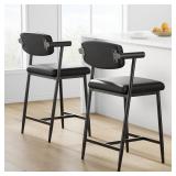 2 Bar Stools with Armrests and Backrest