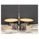 2 big colorful platform candle holders (one has...