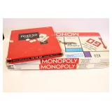 2 monopoly and pokeno board game sets