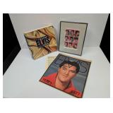 elvis lot 2 - book, framed stamp sheet, Courier...