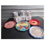 6 relay for life mugs (3 in box) and 4 colorful...