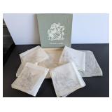 white and silver linens - hand embroidered -...