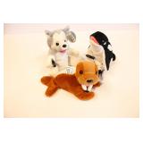 coke collectors plush stuffies wolf, walrus, whale