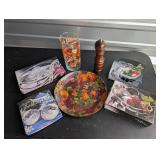 4 hostess gift sets, fall platter and cup,...