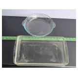 clear pyrex pie dish and casserole dish