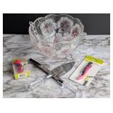 mikasa studio nova pansy glass punch bowl etc