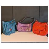3 leather style fashion purses (Blue Nicole,...