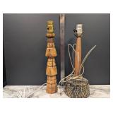 2 vintage wood lamps