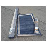 blue rug set - one 7x10 and 2 smaller - all match