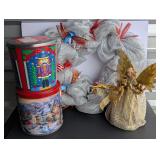 silver christmas wreath, christmas tree angel...
