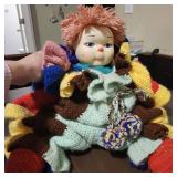 clown doll with crochet outfit