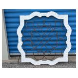 wood and metal white grille wall decor