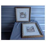 2 bathroom scene framed prints