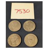 Three Bicentennial and 1 1972 D Eisenhower Dollars