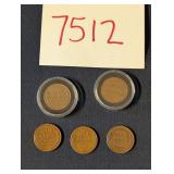 1937, 1944, 1945, 1954 Wheat Pennies, 19?1 Penny