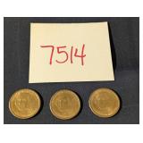 Three 2007 P Washington Dollar Coins