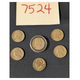 One 1948 and Five 1949 Nickels