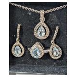 Aquamarine Ring, Necklace, Earring Set