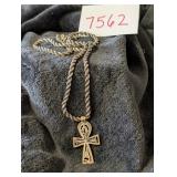 Extra Heavy Silver Rope Chain with Ankh Pendant
