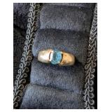 14k Gold Ring with Oval Blue Topaz