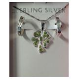 Sterling Silver 4 Leaf Clover on Chain w/Earrings