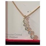 Genuine Crystal Pendant on 18' Gold-tone Necklace