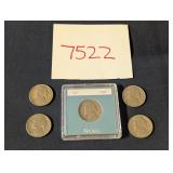 Five 1940 Nickels