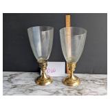 Vintage Brass and Glass Candle Holders 1