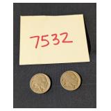 Buffalo nickels. One 1935, One Date is Worn Off