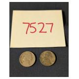 Two 1942 War Nickels, 30% silver