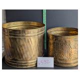 2 Brass Planters Lot 1