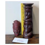 vintage Wooden Chinese Mask & Totem Pole