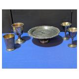 Silver Plated Platter, 2 Goblets, Julep Cup