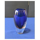 Crystal Clear Brand Blue and Clear Crystal Vase
